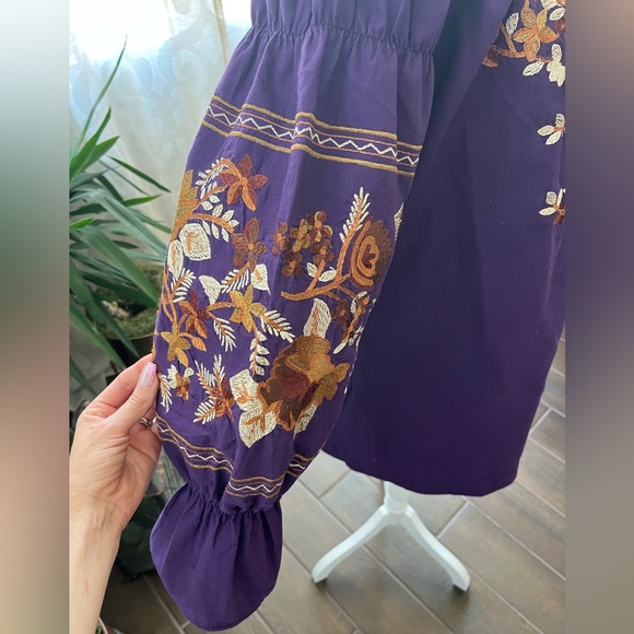 Free people fleur du jour long sleeve embroidered shirt dress with pockets - Picture 8 of 11